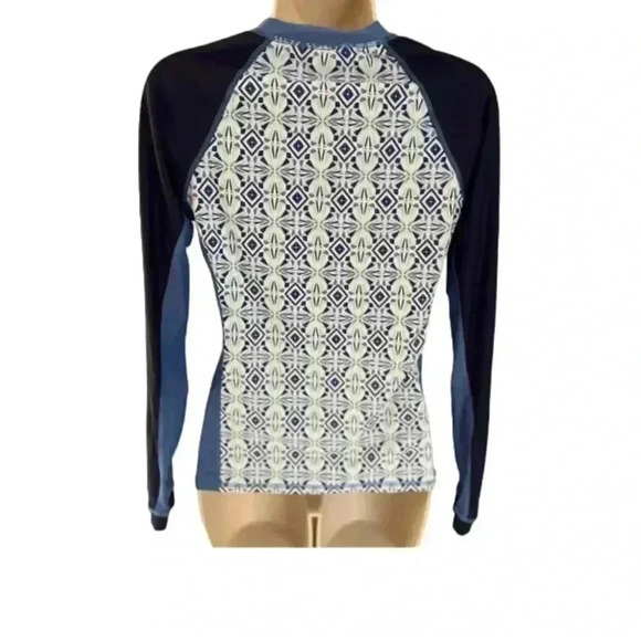 Helen Jon Rash Guard 1/4 Zip Blue and White Size Medium - Picture 2 of 5